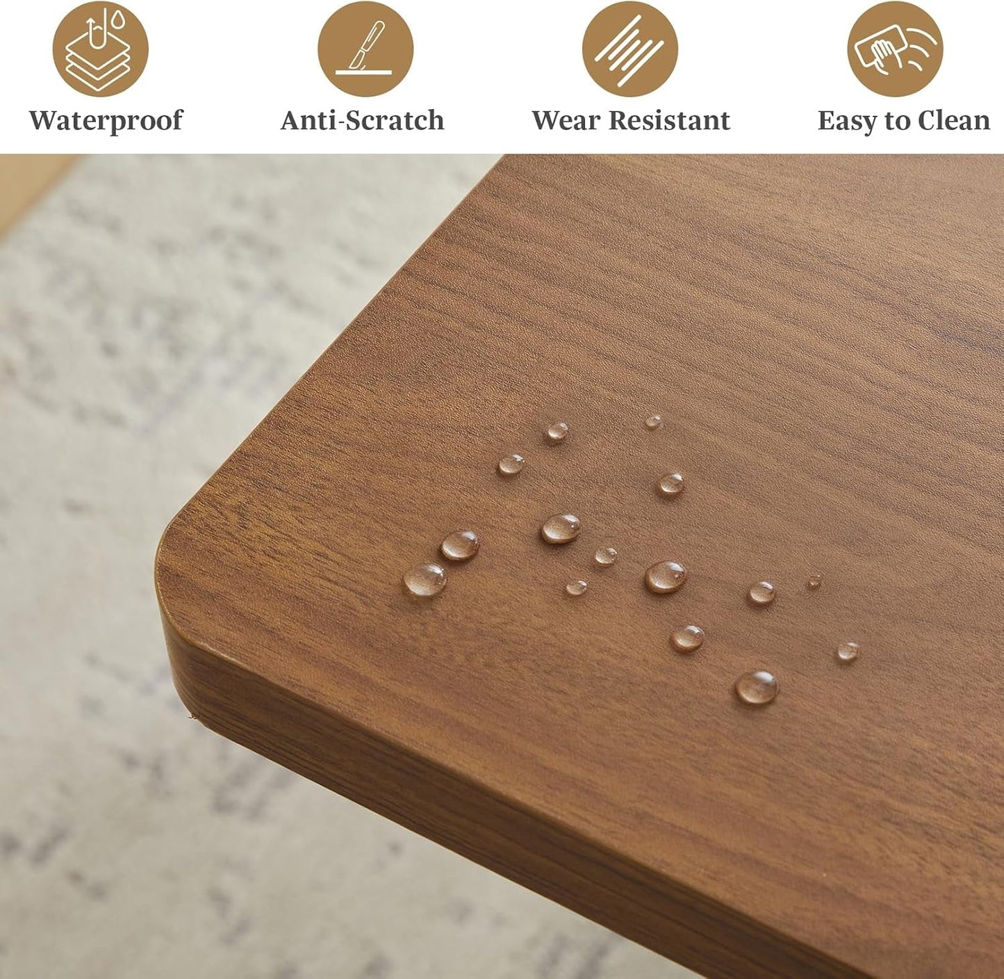 Extendable Rectangular Dining Table 55 Inches Walnut