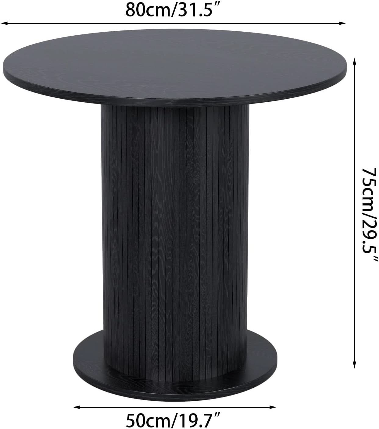 Round Dining Table 31.5 Inch Multifunctional Black