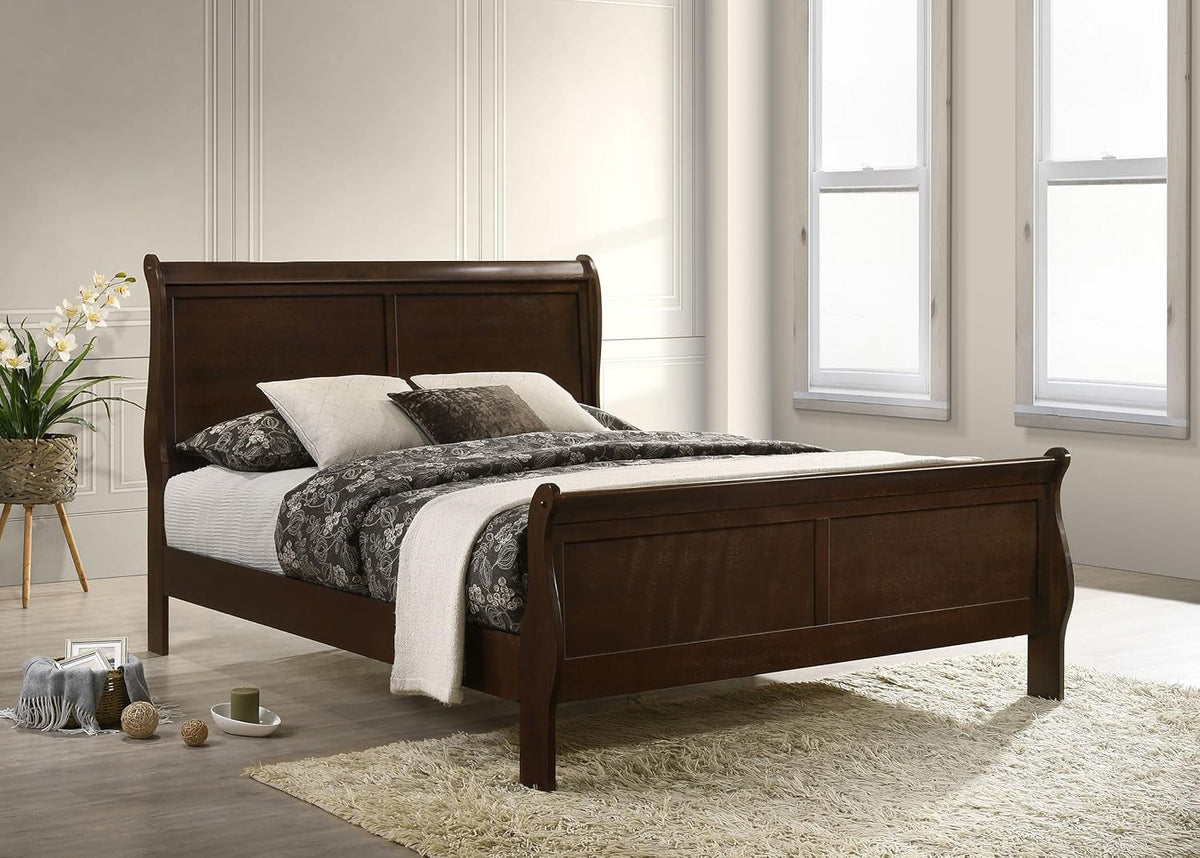 Queen Sleigh Bed Cappuccino Finish With Curvatures
