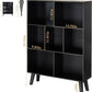 Black Freestanding Wooden Bookcase With Ample Storage