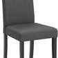 Dark Grey Upholstered Dining Chairs Set Of 4 With Wood Legs