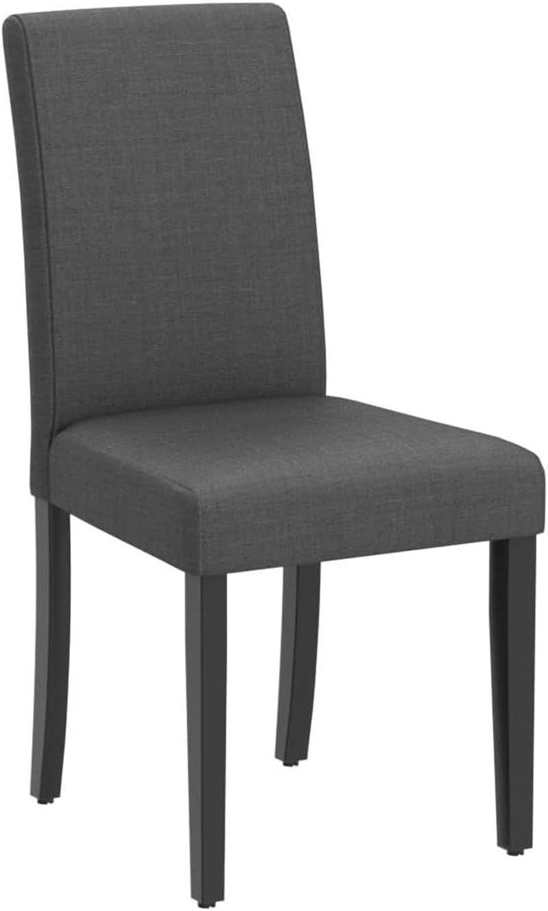 Dark Grey Upholstered Dining Chairs Set Of 4 With Wood Legs