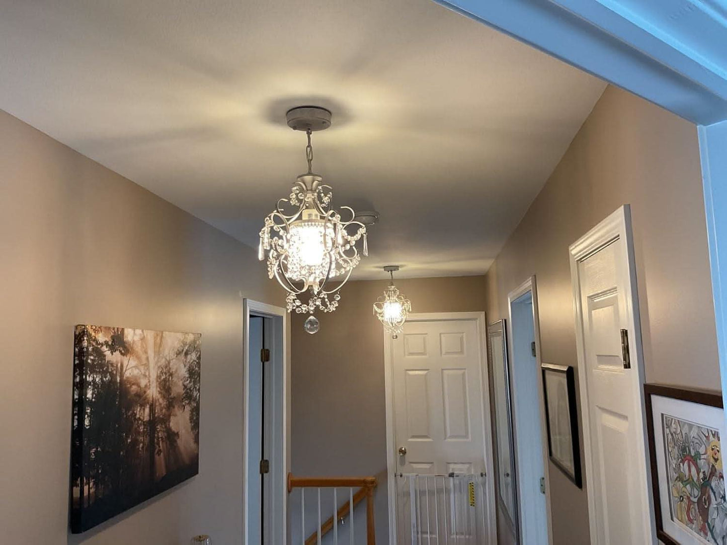 White Mini Crystal Chandelier Ceiling Light 1 Light Fixture