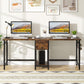 79Inch RusticBrown Double Desk With Storage Drawer