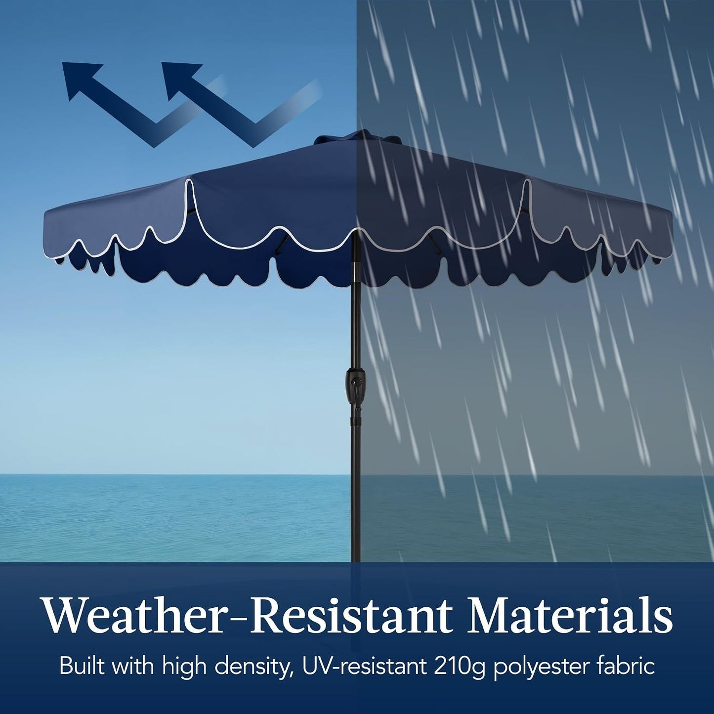 9 Ft Navy UV Resistant Weatherproof Outdoor Umbrella