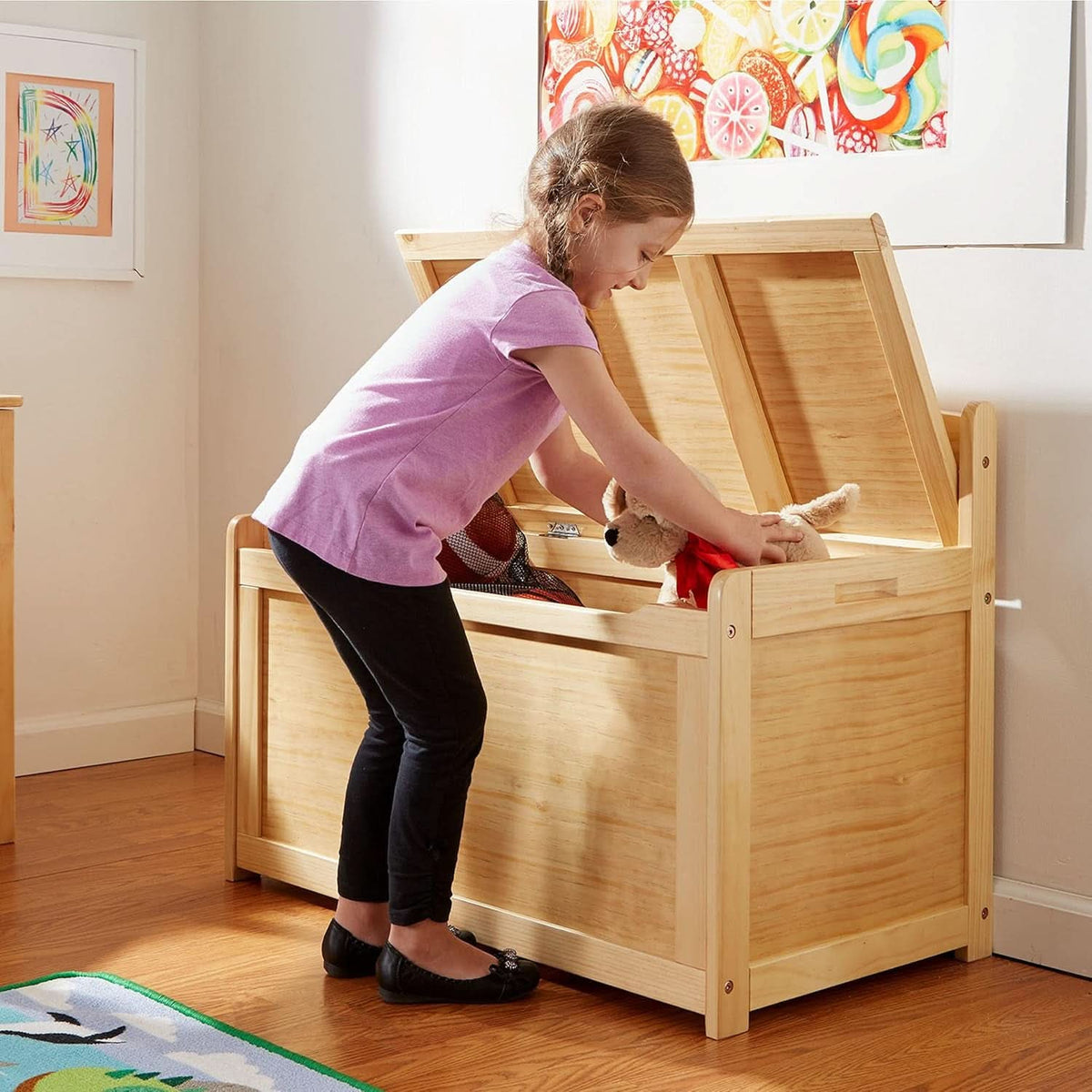 Blonde Premium Wood Toy Chest With Generous Storage Capacity