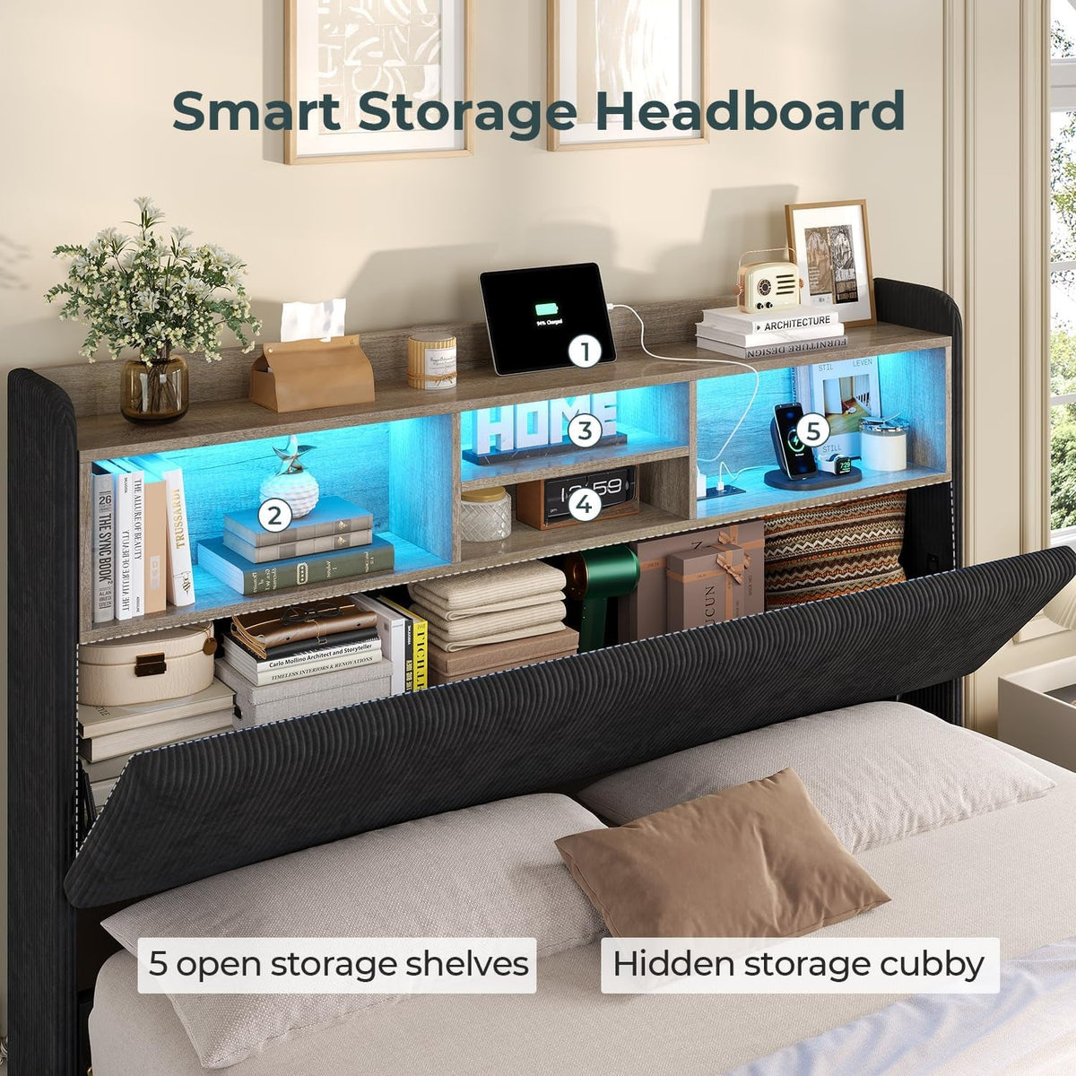 Queen Platform Bed Frame With Storage Drawers Black