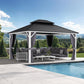 12x14 White Aluminum Frame Hardtop Gazebo Curtains