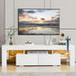 White Entertainment TV Stand With LED Illumination