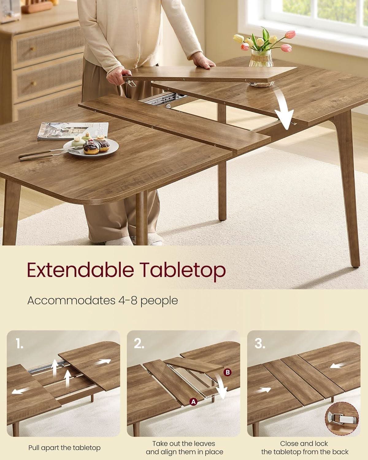 Extendable Dining Table Honey Brown 55.1 To 70.8 Inches