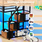 TwinOverTwin Black Metal Bunk Bed With StorageDrawers