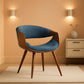 Butterfly Mid Century Modern Dining Chair Blue Upholstery Walnut Finish