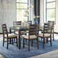 Brown Rectangular Dining Table Set Upholstered Chairs