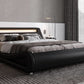 LED Platform Bed Frame Black Faux Leather Full Size Bed