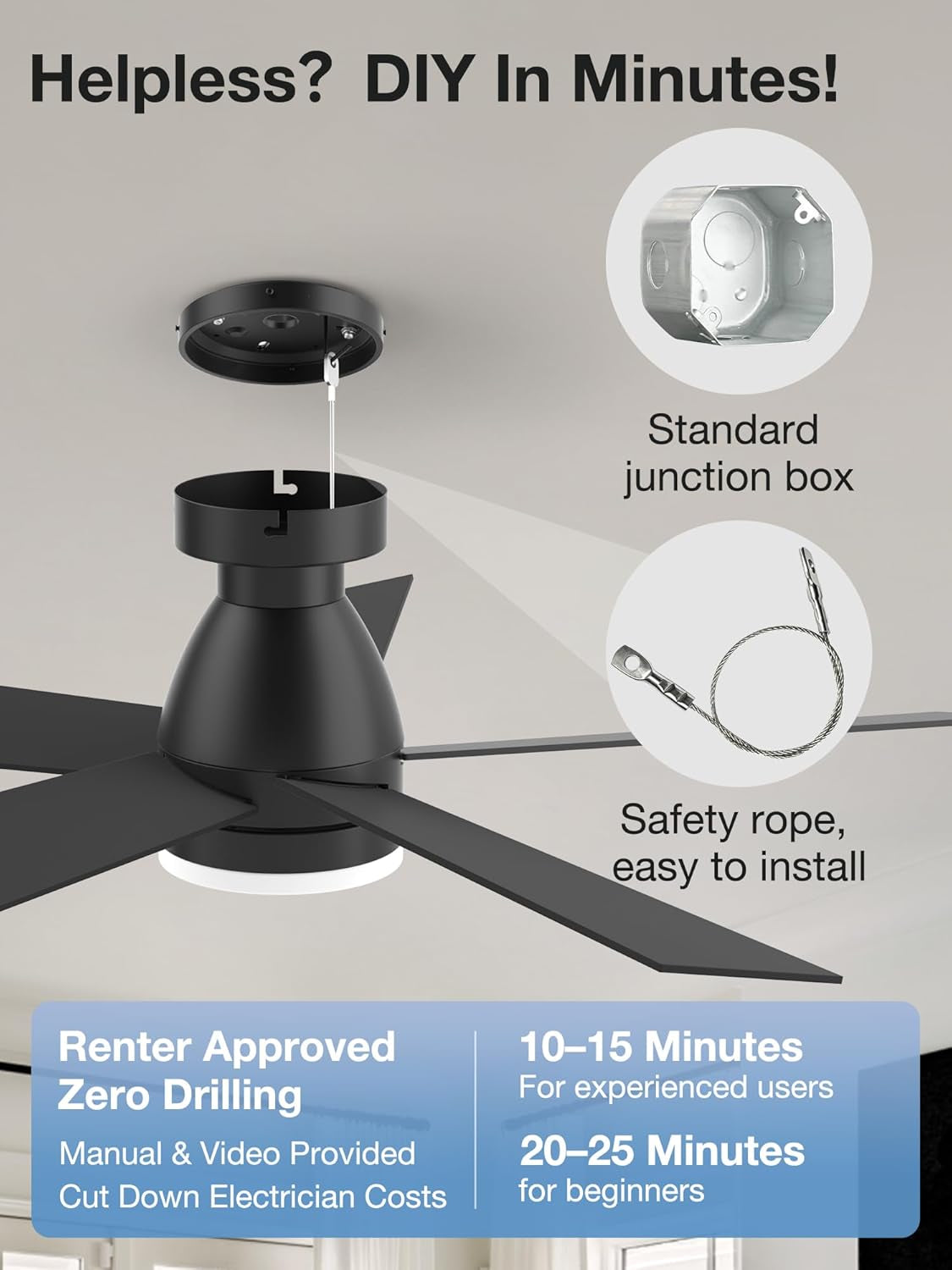 42Inch Smart Ceiling Fan With Integrated LED Lights