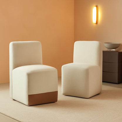 Rolling Dining Chair Set Of 2 With Casters Cognac Linen