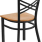 Two Pack Hercules Series Black X Back Metal Dining Chairs With Natural Wood Seats