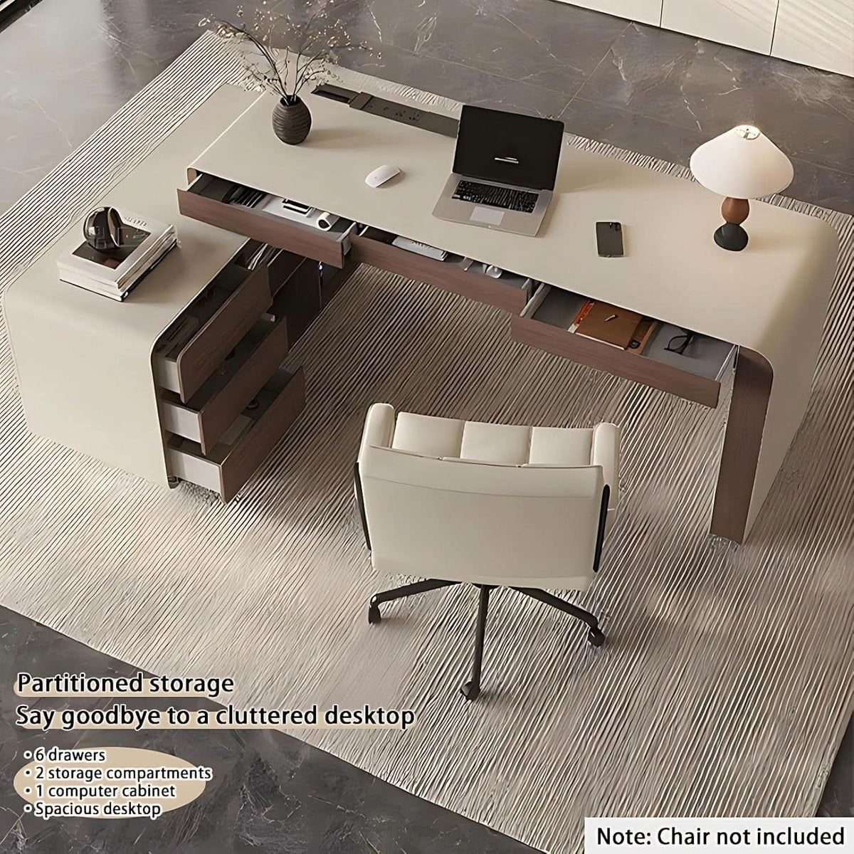 Premium L Shaped Executive Desk 72In Multifunctional-2