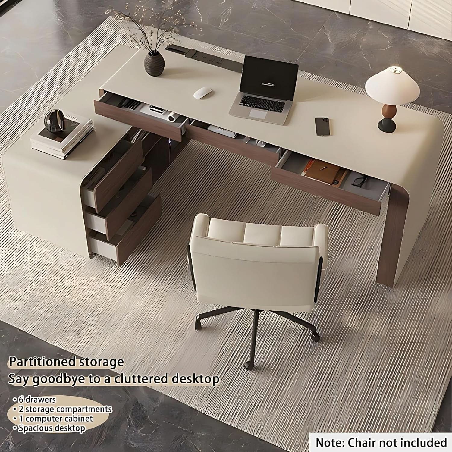 Premium L Shaped Executive Desk 72In Multifunctional-2