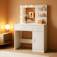 Luxurious White Vanity Desk Featuring Dimmable Mirror