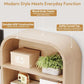 Arched Bookcase With Fluted Drawer Seventy Inch Natural