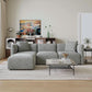 L Shaped Sectional Sofa Convertible In Linen Grey Modern