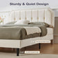 Queen Velvet Bed Frame Beige Upholstered Headboard