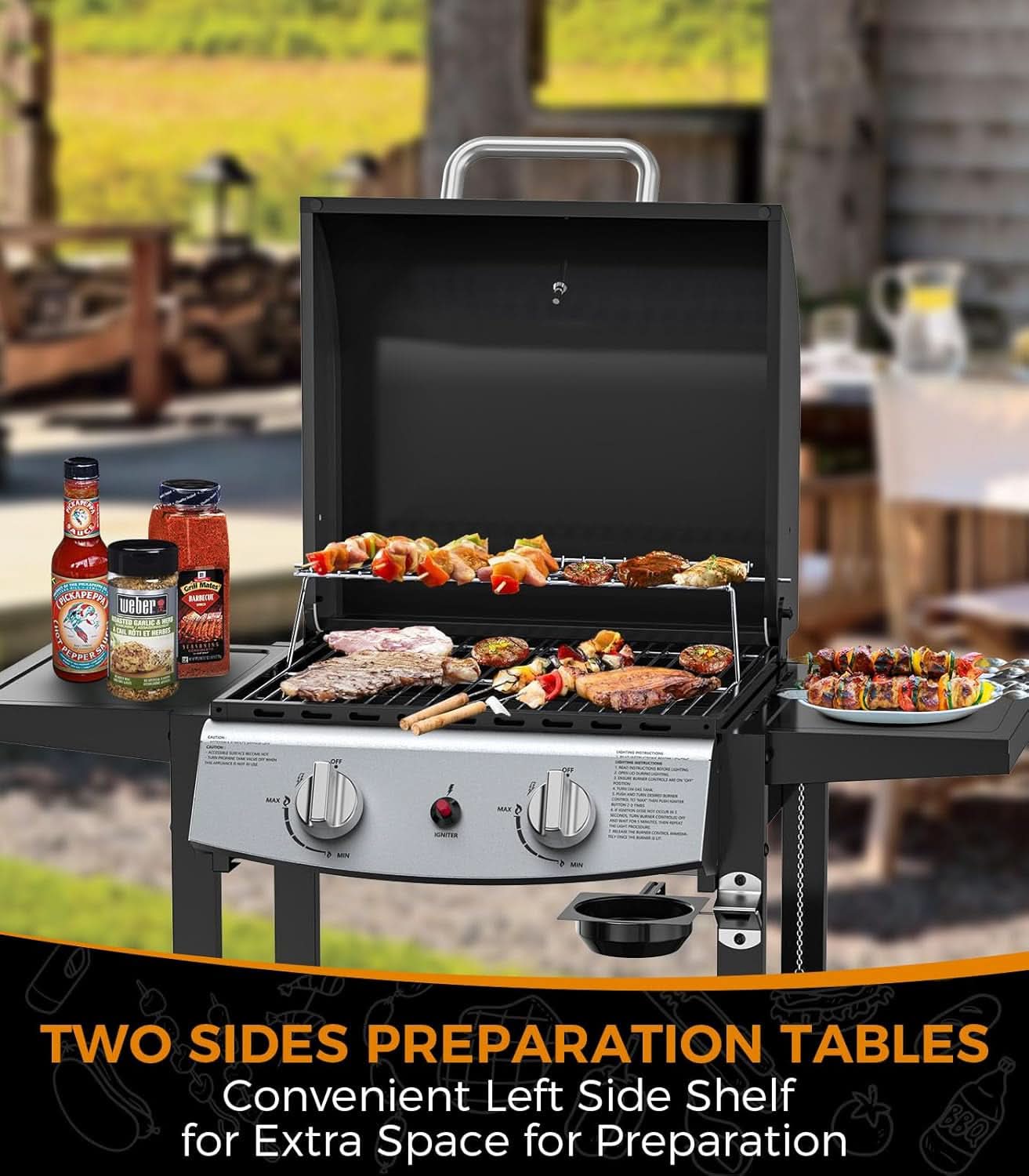 Two-Burner Propane Grill 20,000 BTU Stainless Steel