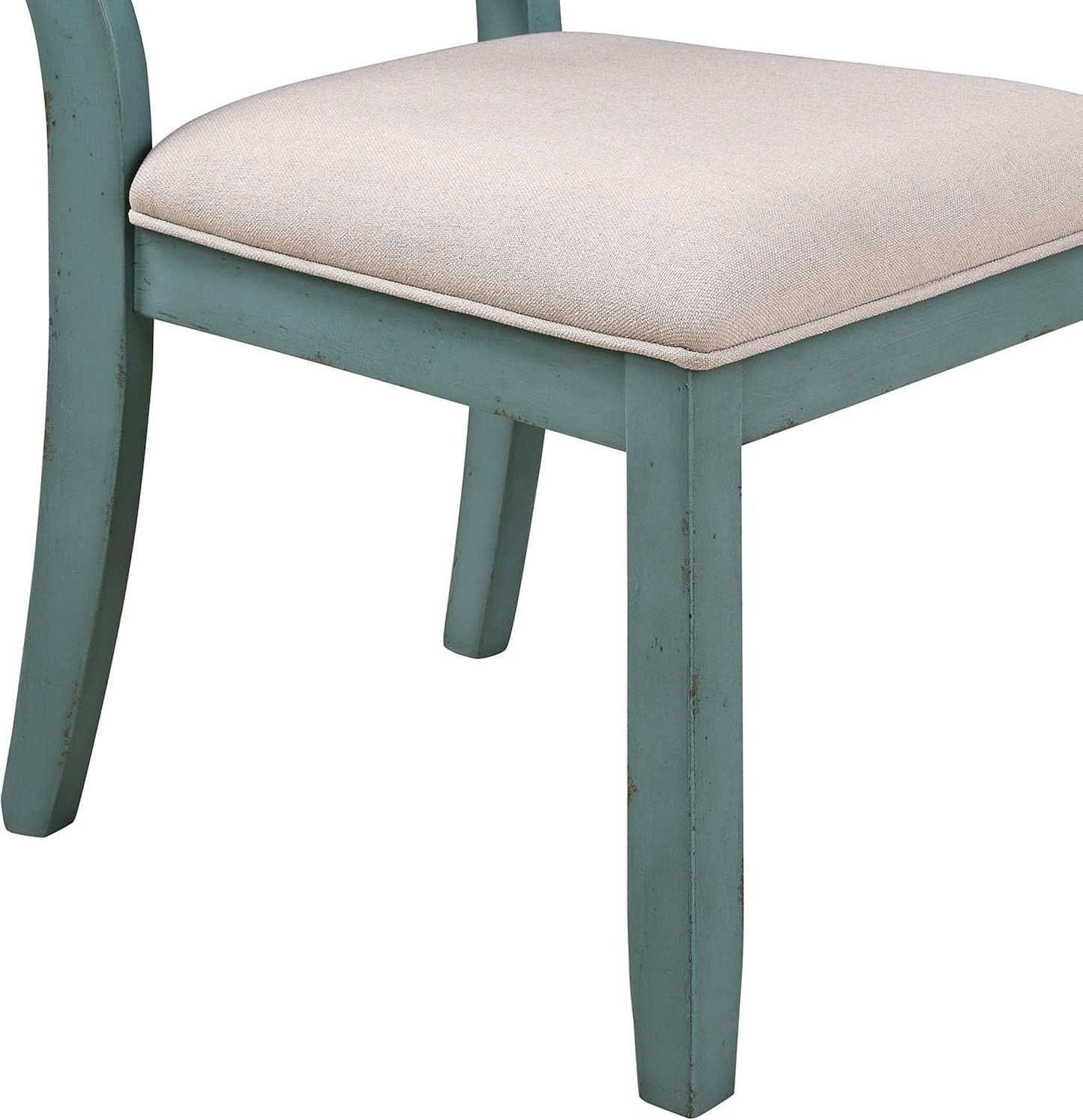 Prato Two-Tone Blue and Tan Wood Cross Back Dining Chairs, Set of 2
