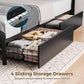 Twin Bed Frame With Charging Station Storage Drawers