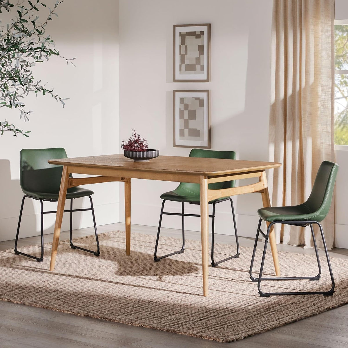 Mid-Century Solid English Ash Dining Table 59-Inch