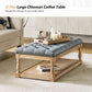 Blue Rectangular Upholstered Ottoman Coffee Table Tray