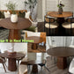 Round Walnut Solid Wood Dining Table 39 Inch Pedestal Base Design Modern