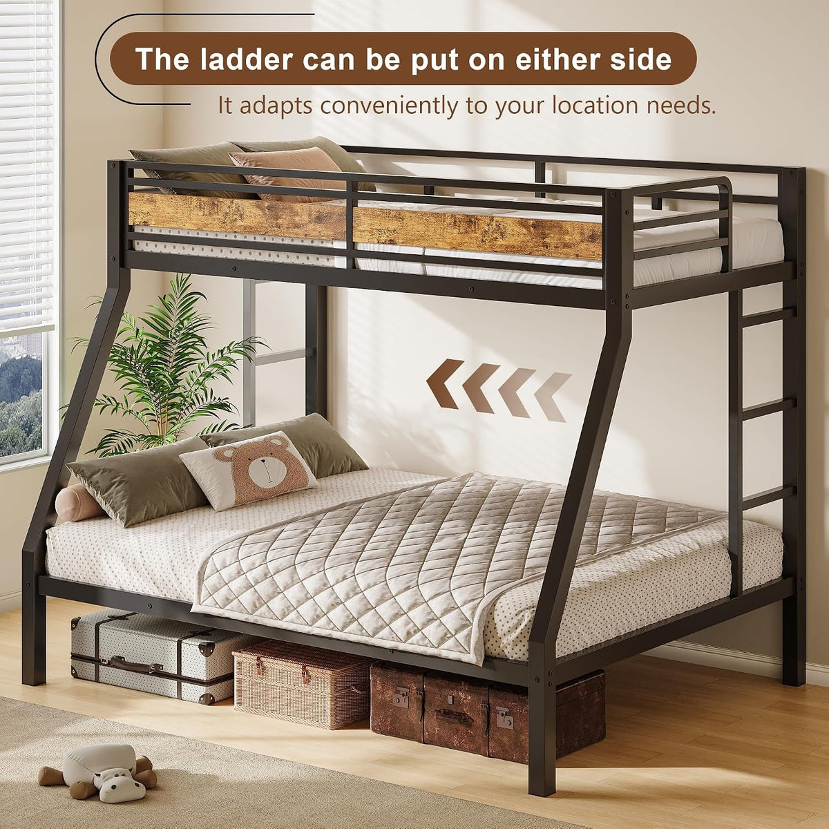 Twin Over Full Bunk Bed With Industrial Guardrail System