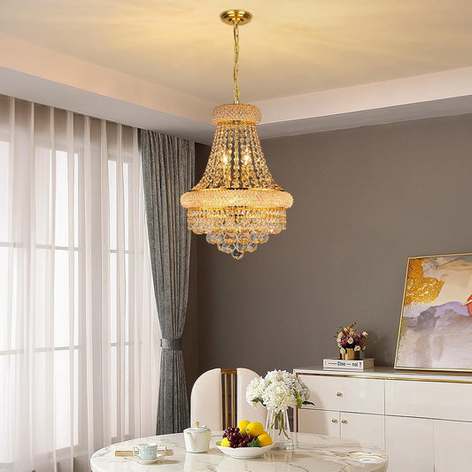 Empire Crystal Chandeliers K9 Crystals Gold Finish-1