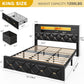King Size Upholstered Platform Bed Headboard Storage