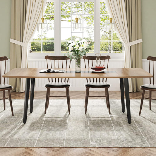 Tribesigns Light Walnut Contemporary Dining Table Kitchen
