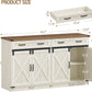 White Brown Farmhouse Buffet Cabinet Adjustable Shelves-2