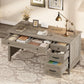53Inch Rustic Farmhouse Desk With Charging Station