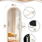 Cream White Velvet Arched Floorstanding 55Inch Mirror