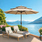10Ft Champagne Fiberglass Ribs Patio Umbrella Push Button Tilt