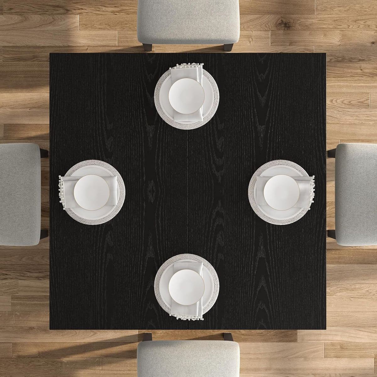 Commercial Square Dining Table Black Walnut Storage