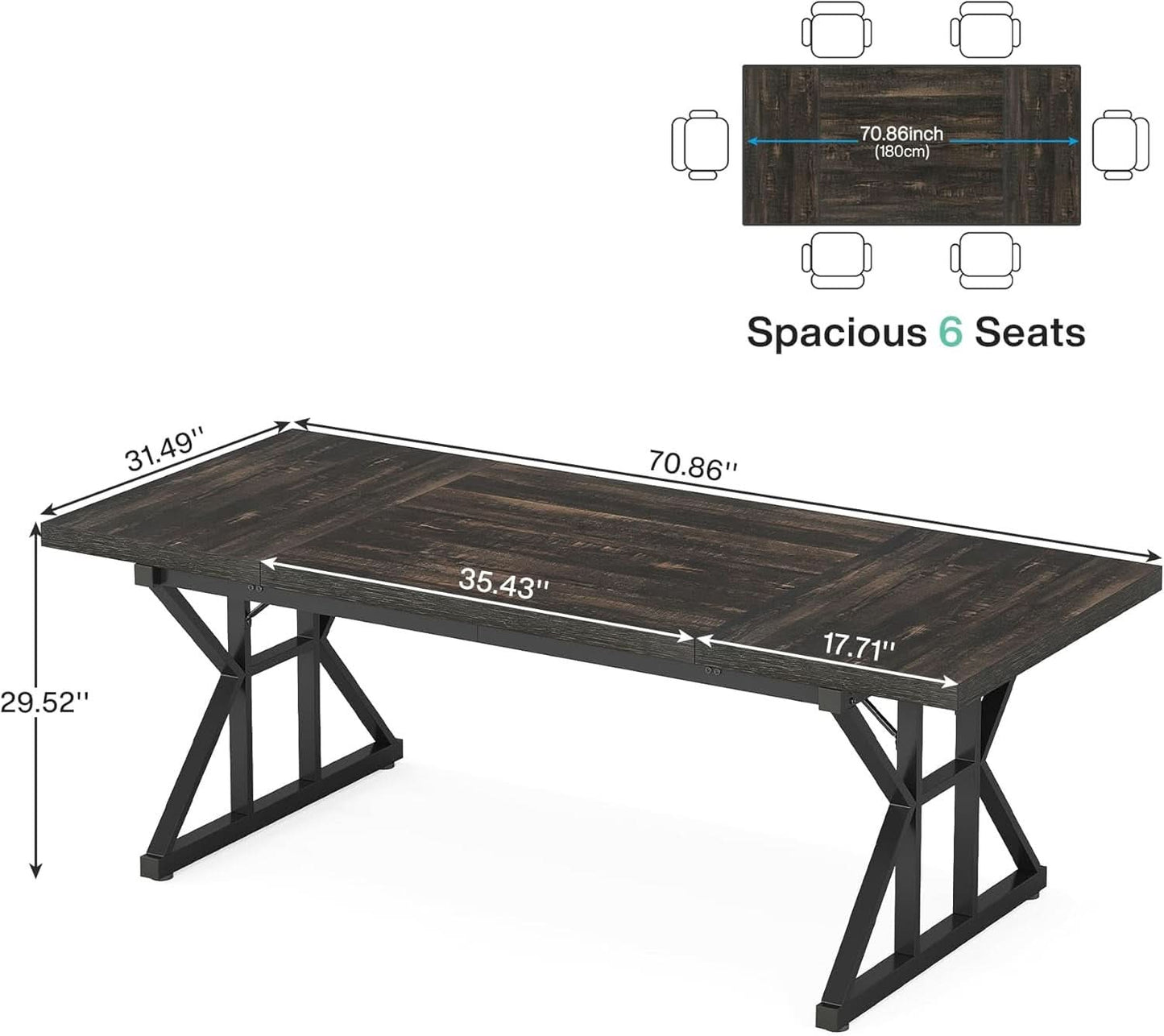 70.8 Inch Executive Desk Black Oak Office Desk Home Office