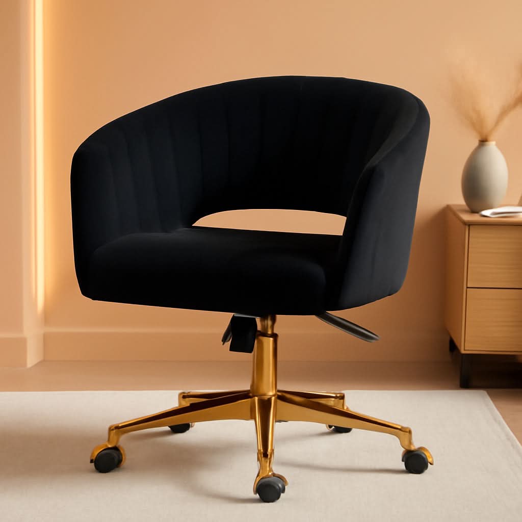 Velvet Home Office Chair 360 Degree Swivel Black Lux Velvet-0