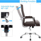 Ribbed PU Leather Office Chair With Arms Brown Adjustable