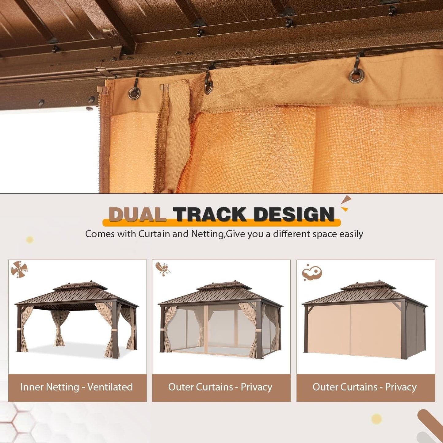 10x13 Feet SolidTop Gazebo Galvanized Steel Roofing