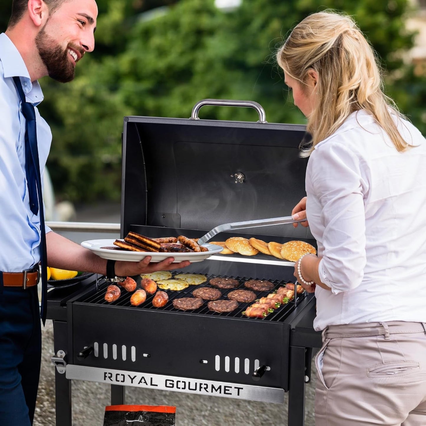 24 Inches Charcoal Grill Featuring Foldable Shelves