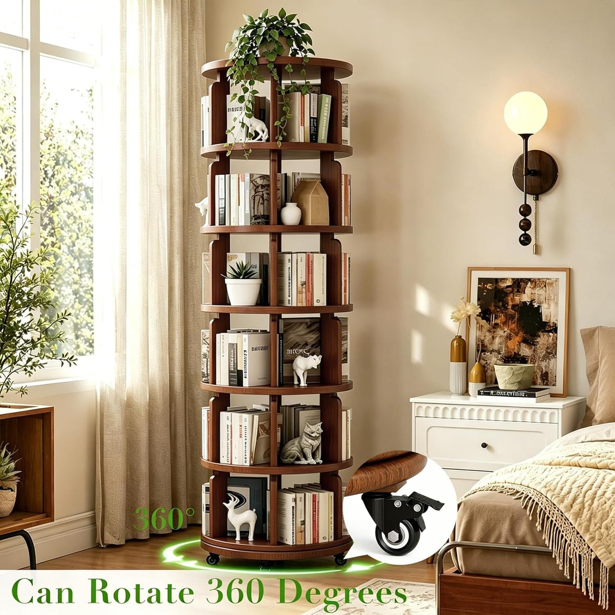 Contemporary Decorative Six Tier Walnut Bookcase