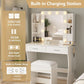 Vanity Desk White Ceramic Finishes LED Illumination