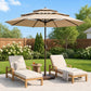 10Ft Champagne Fiberglass Ribs Patio Umbrella Push Button Tilt